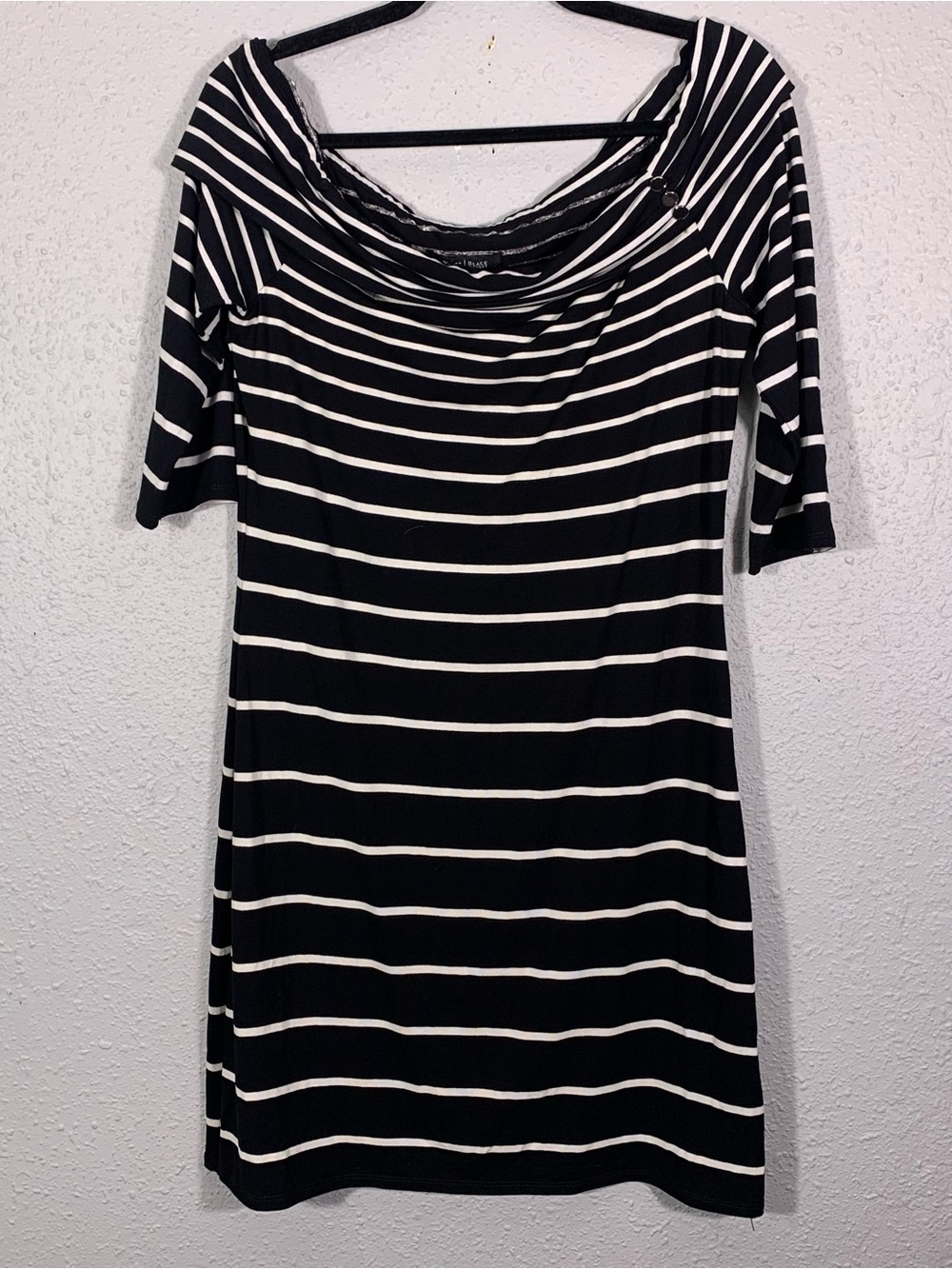 WHBM Black & White Stripe Off the Shoulder Stretch Knit Dress NWT size M